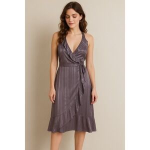 Avec Les Filles‎ Striped Midi Dress Women's M Feminine Romantic Valentine's